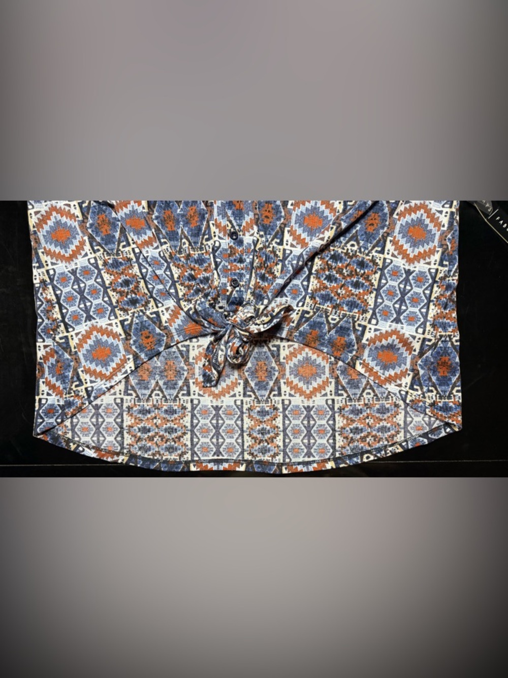Absolutely Famous Women's Geometric Print Shirt - Blue and Orange - Picture 7 of 8
